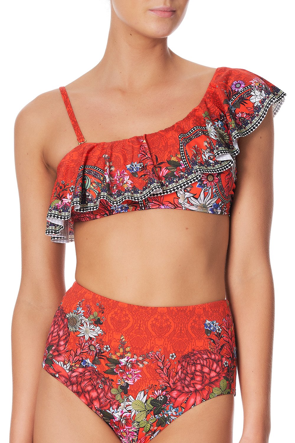 ONE SHOULDER FRILL BRA WONDERING WARATAH