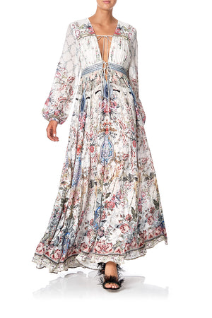 PEASANT DRESS WITH TIE FRONT SOUTHERN BELLE
