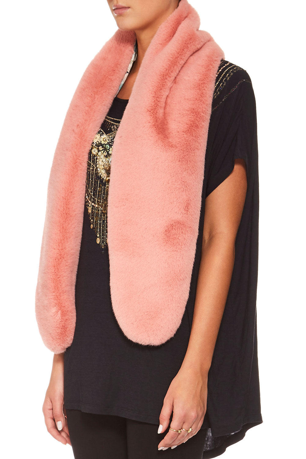 CAMILLA PINK FUR STOLE