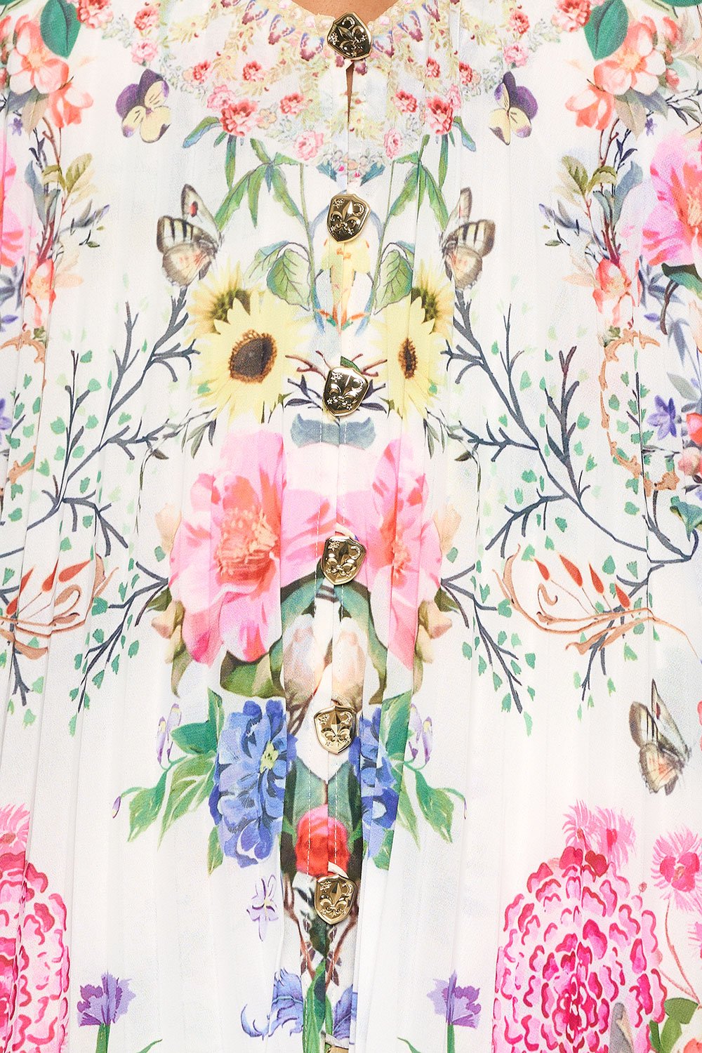 PLEATED BUTTON FRONT SLIP DRESS BOHEME