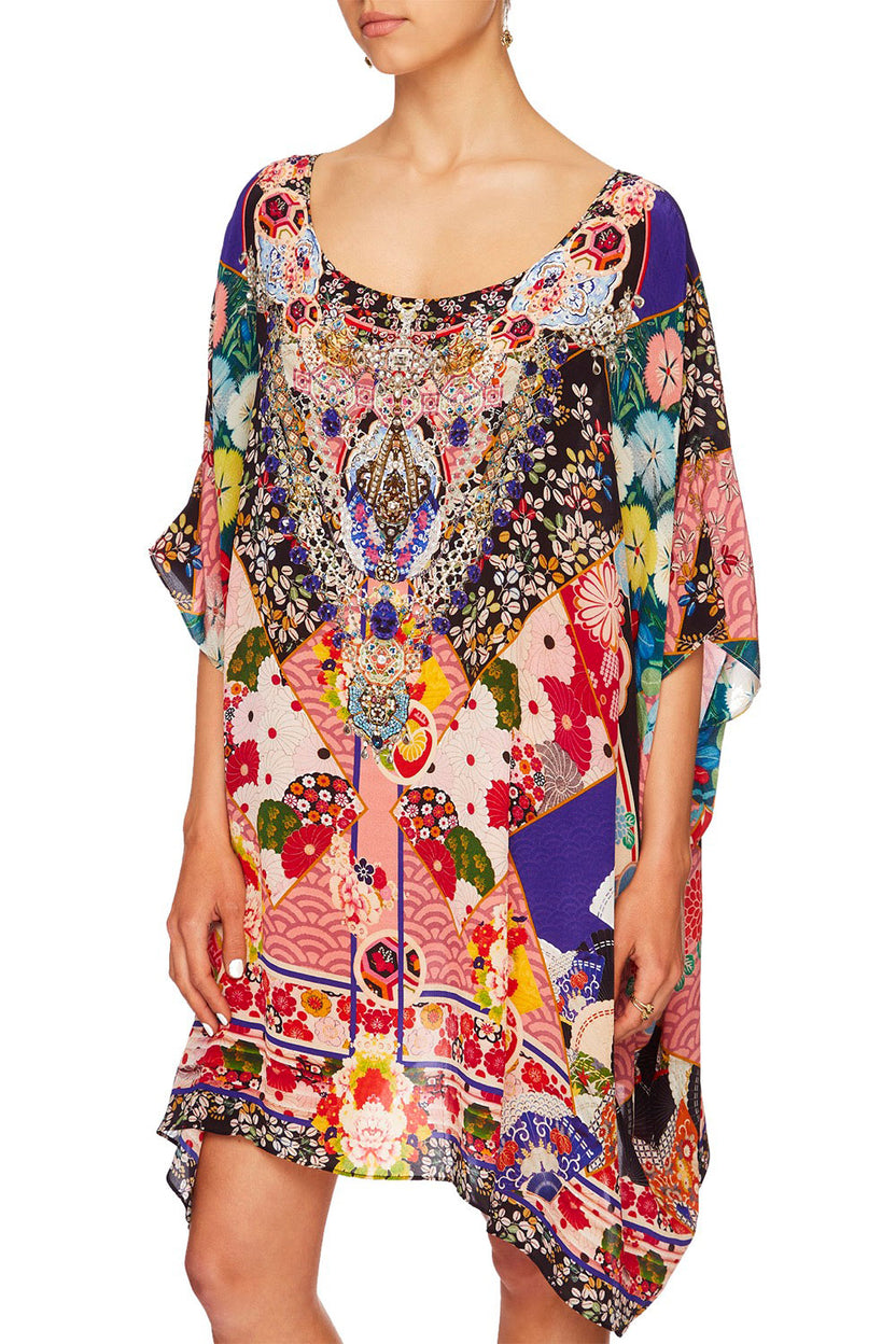 SHORT ROUND NECK KAFTAN ARTESANIA MANIA