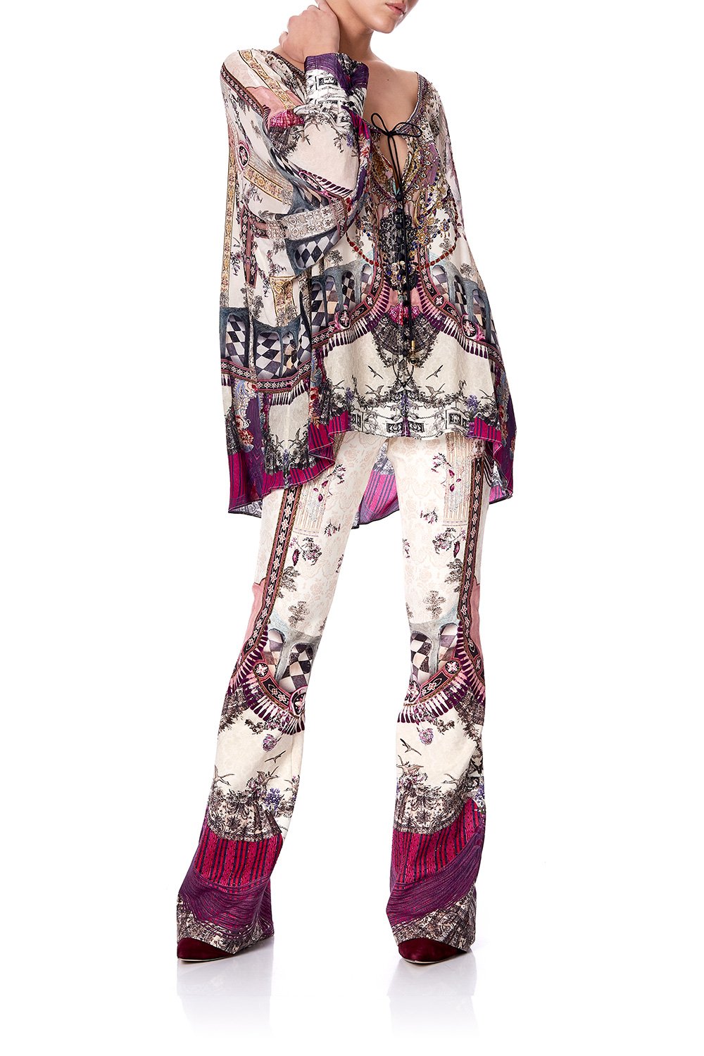 HIGH WAISTED FLARED TROUSER VIOLET CITY