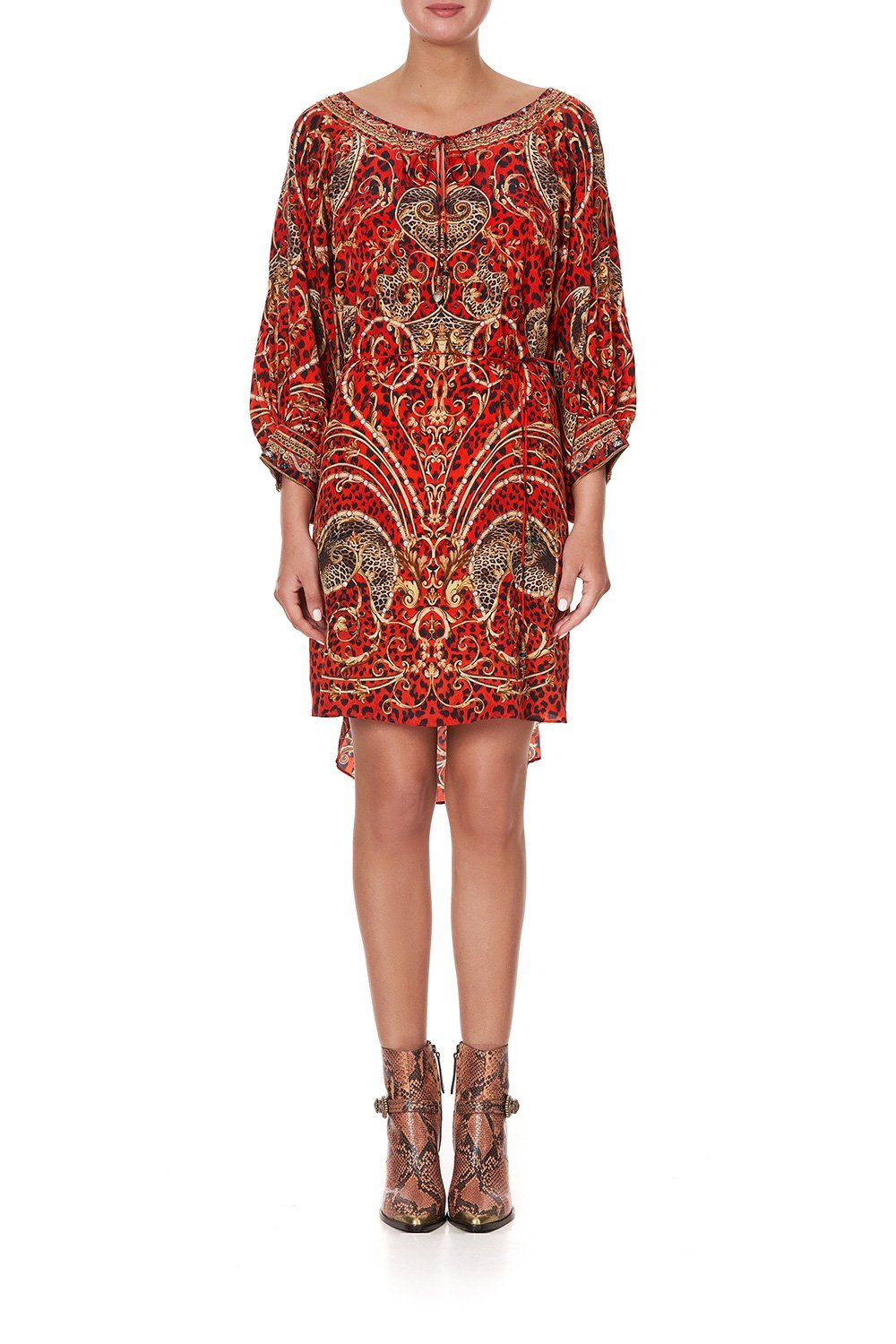 RAGLAN SLEEVE TIE FRONT DRESS SLAVE TO THE RHYTHM