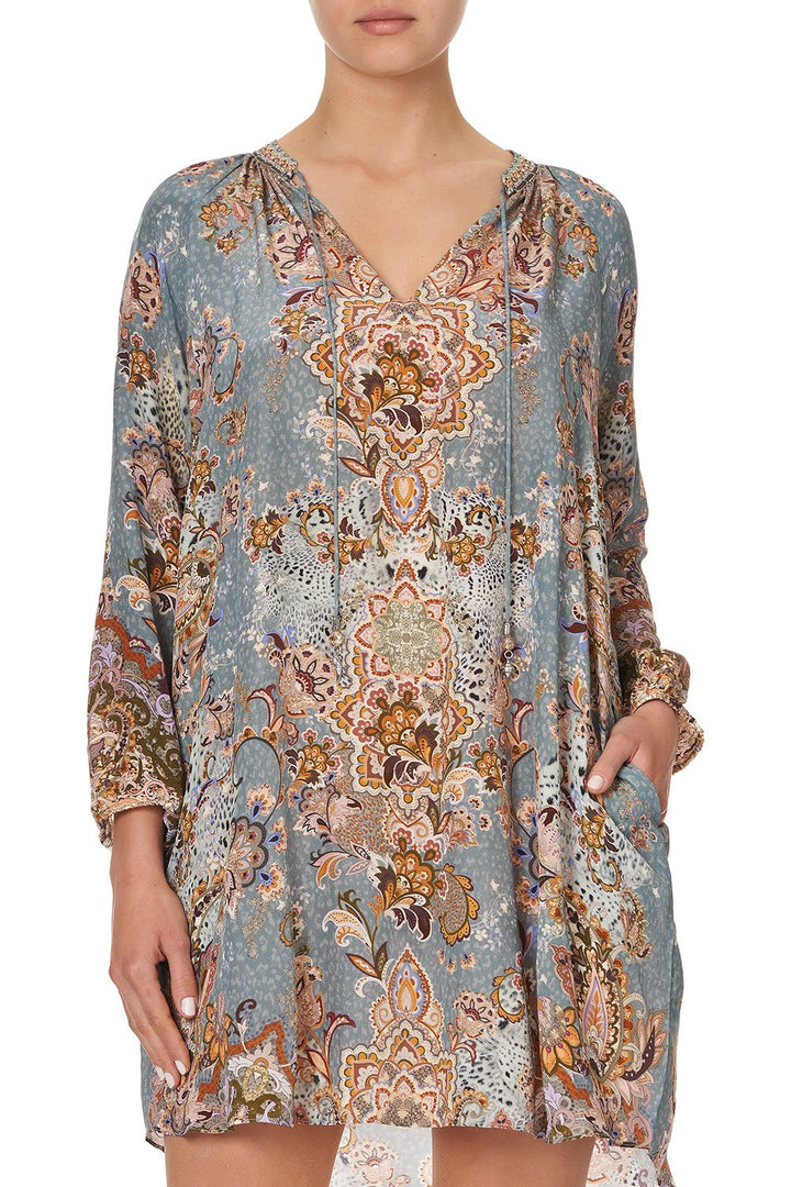 V NECK JERSEY DRESS WITH TUCK DETAIL LE PALAIS DU ZAHIR