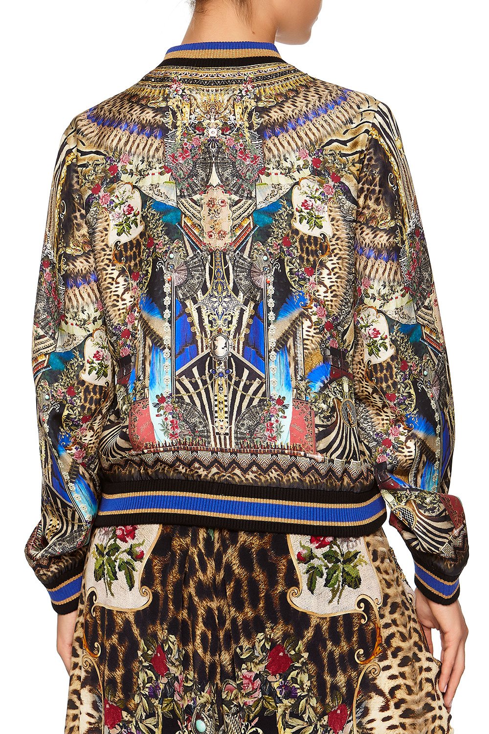 Camilladress Lapel Batwing Sleeves Zip Up Bomber Jacket