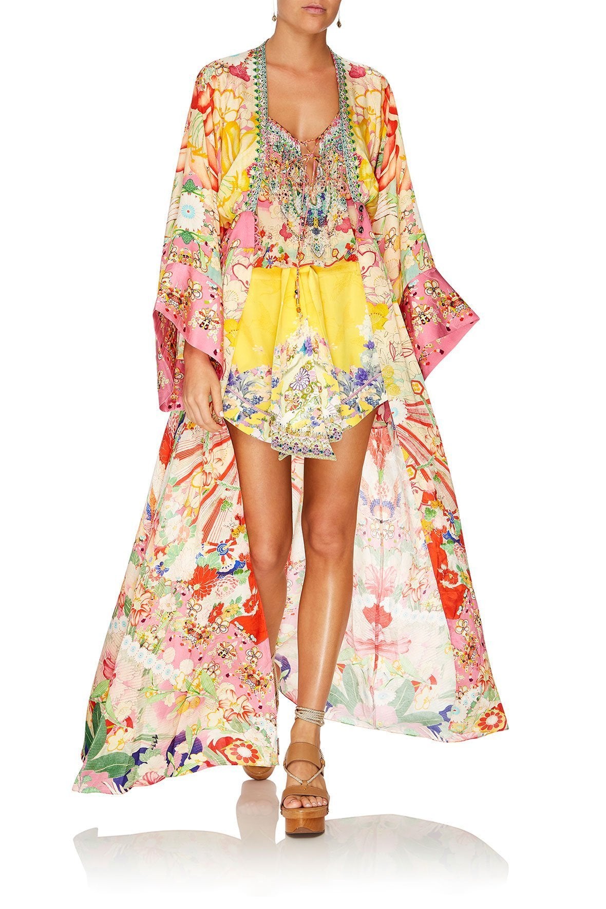 ROBE WITH ELASTIC BACK WAIST KIMONO KISSES