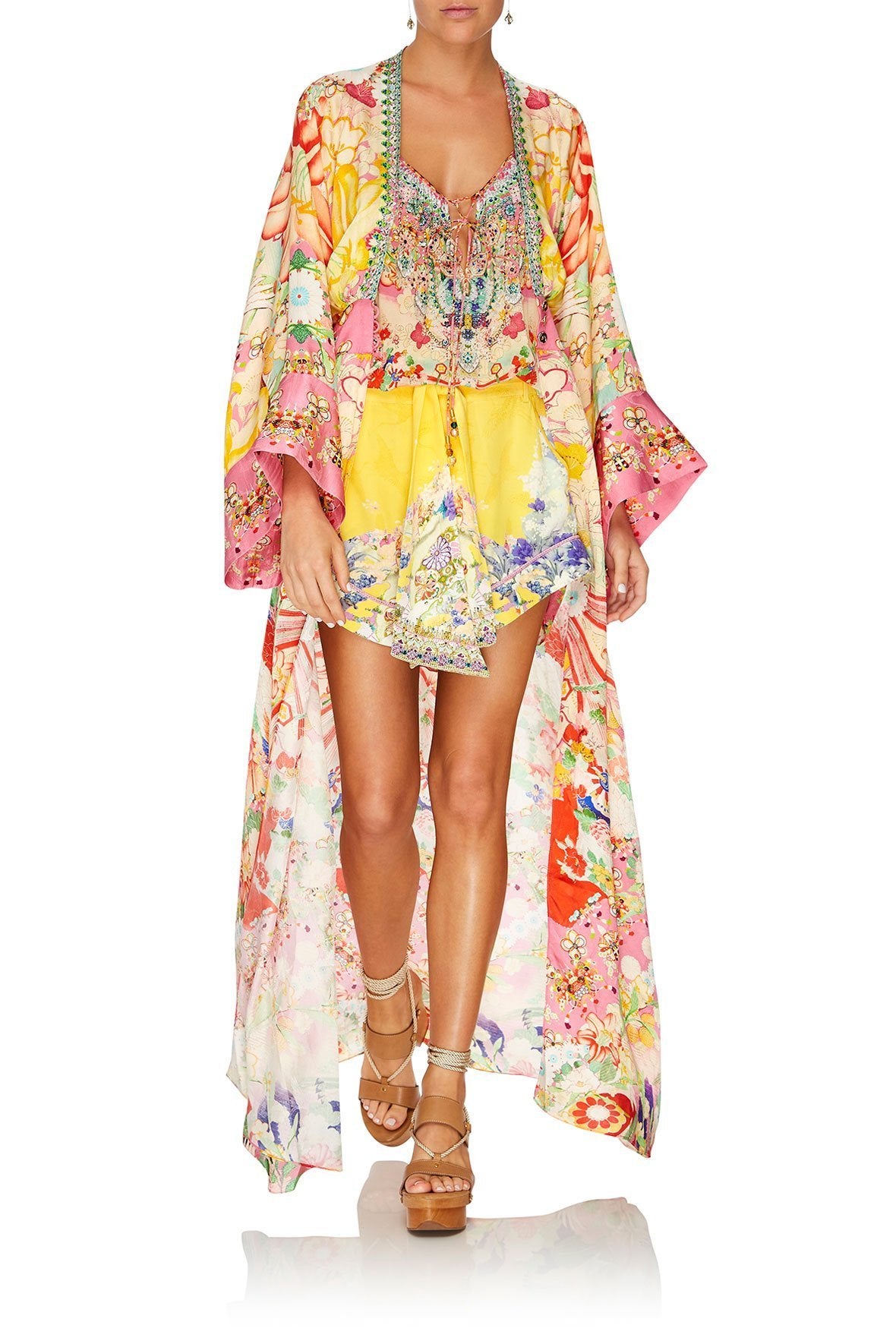 ROBE WITH ELASTIC BACK WAIST KIMONO KISSES