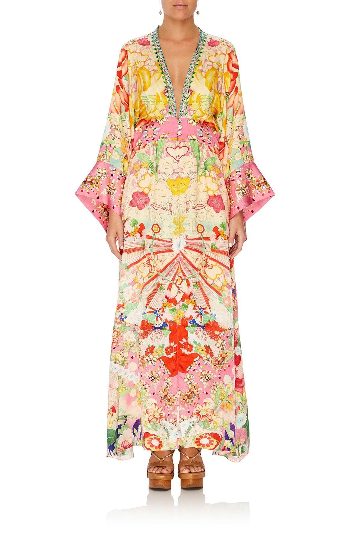 ROBE WITH ELASTIC BACK WAIST KIMONO KISSES