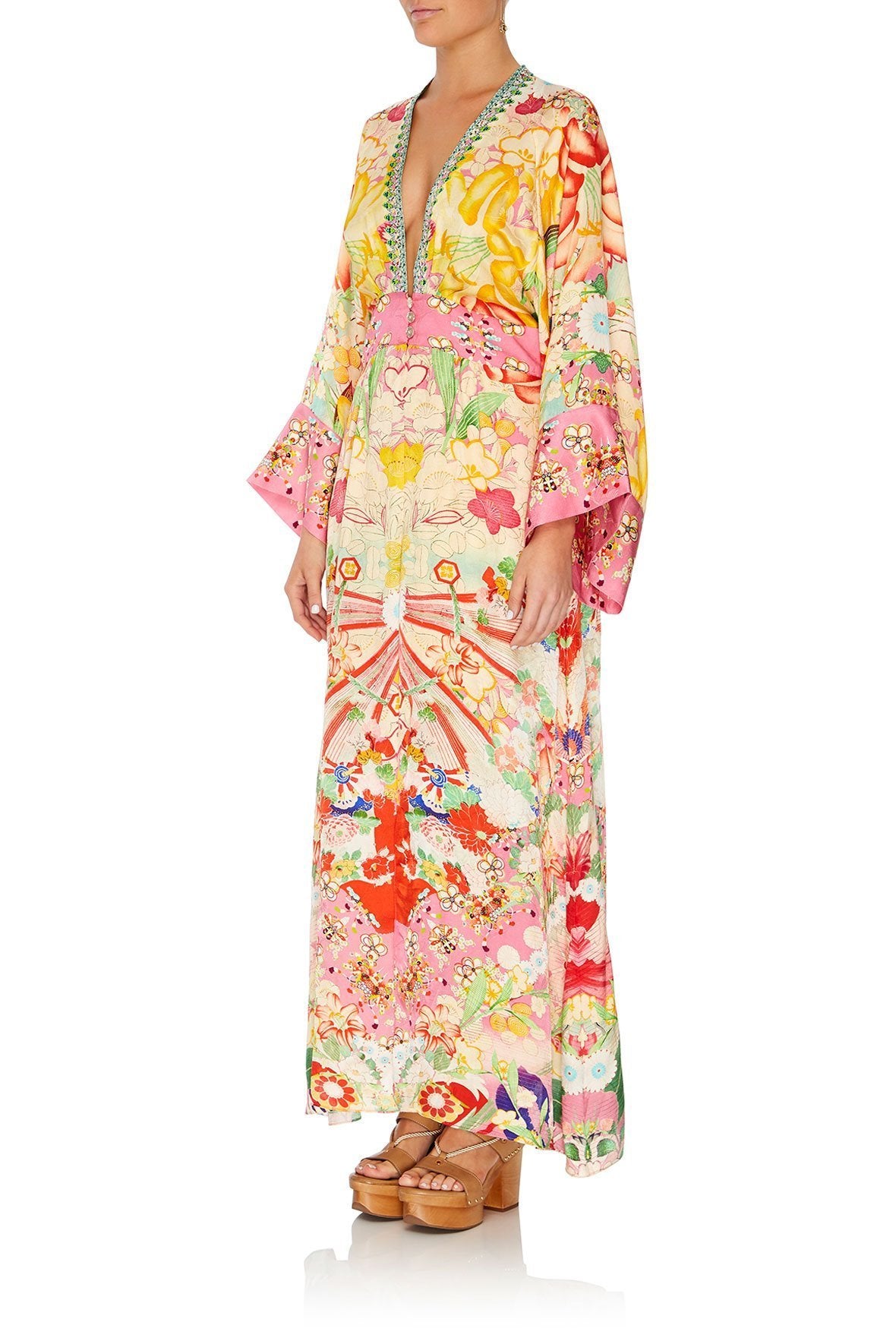 ROBE WITH ELASTIC BACK WAIST KIMONO KISSES