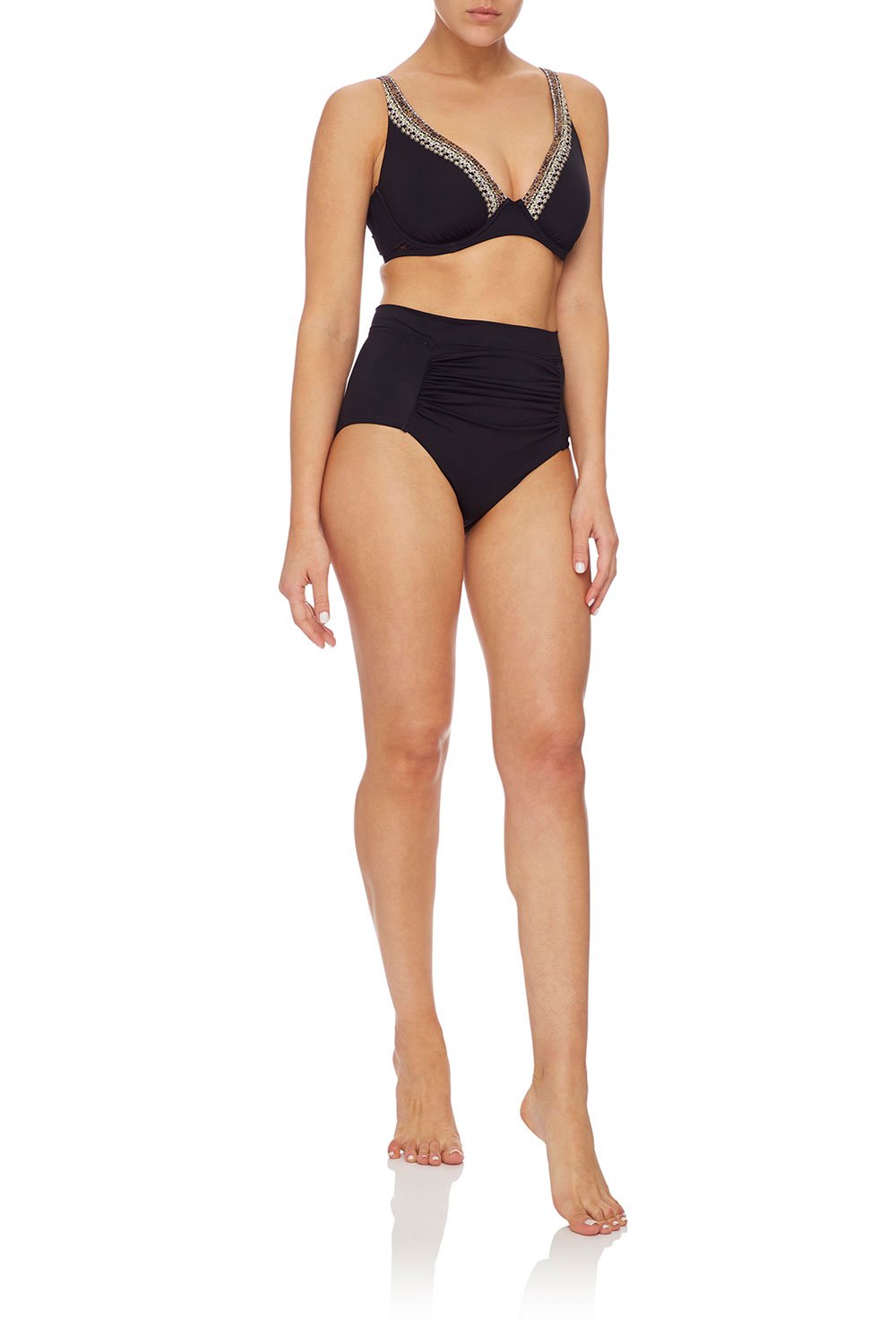 CAMILLA ROUCHED FRONT HIGH WAIST PANT BLACK