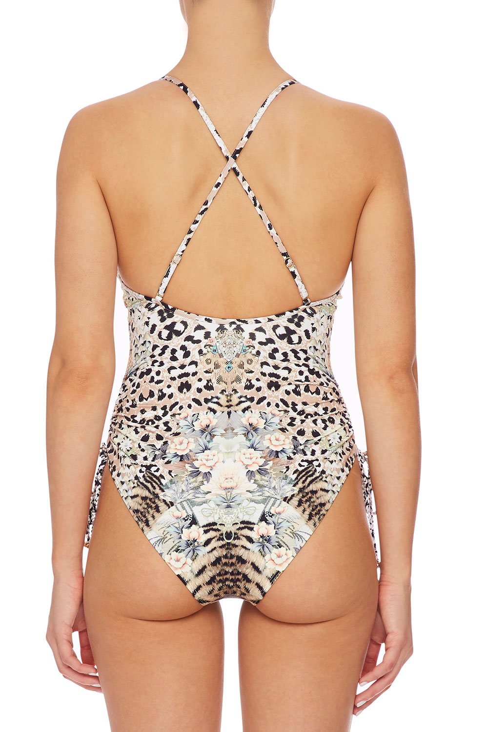 CAMILLA ROUCHED SIDE V-NECK ONE PIECE MOTO MAIKO