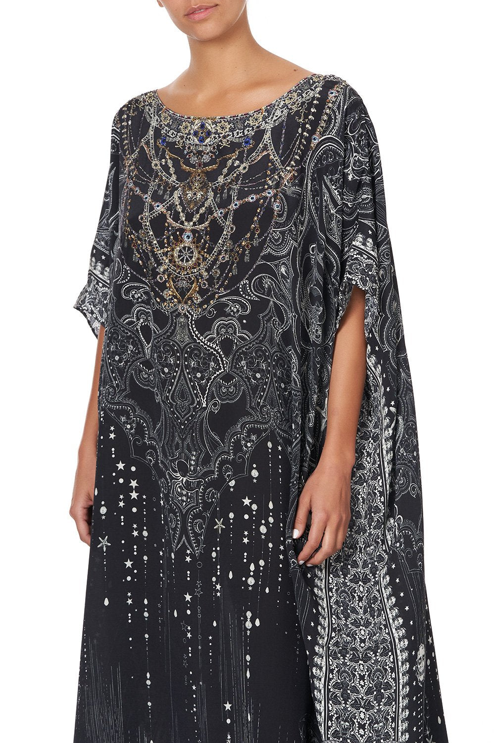 ROUND NECK KAFTAN MIDNIGHT PEARL
