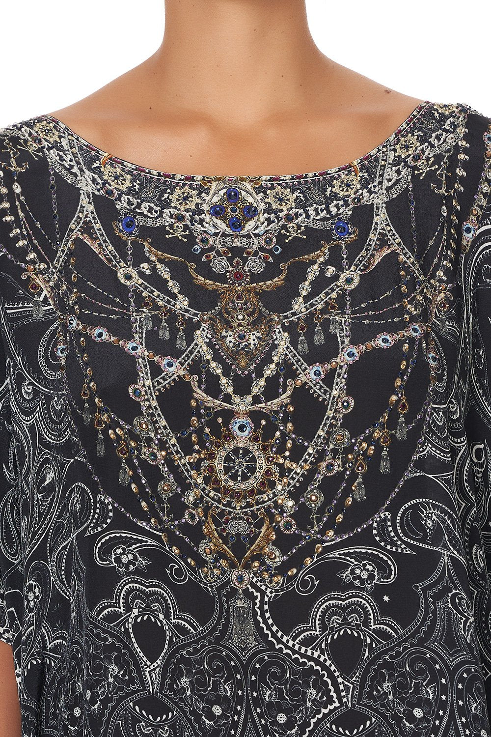 ROUND NECK KAFTAN MIDNIGHT PEARL