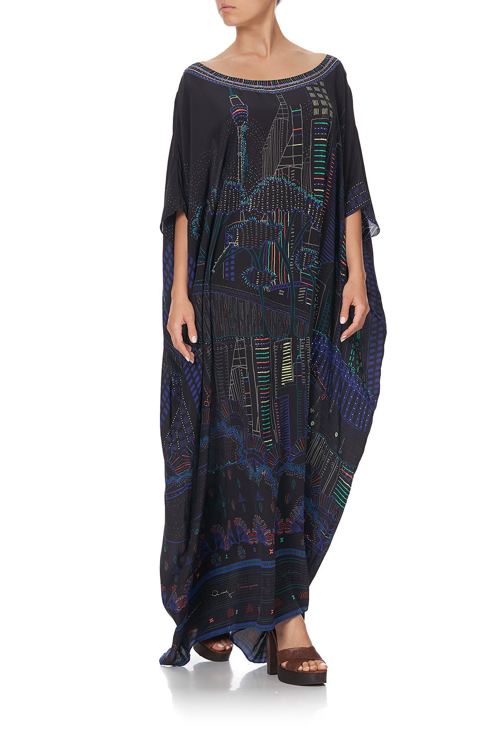 ROUND NECK KAFTAN NOCTURNAL NEONS