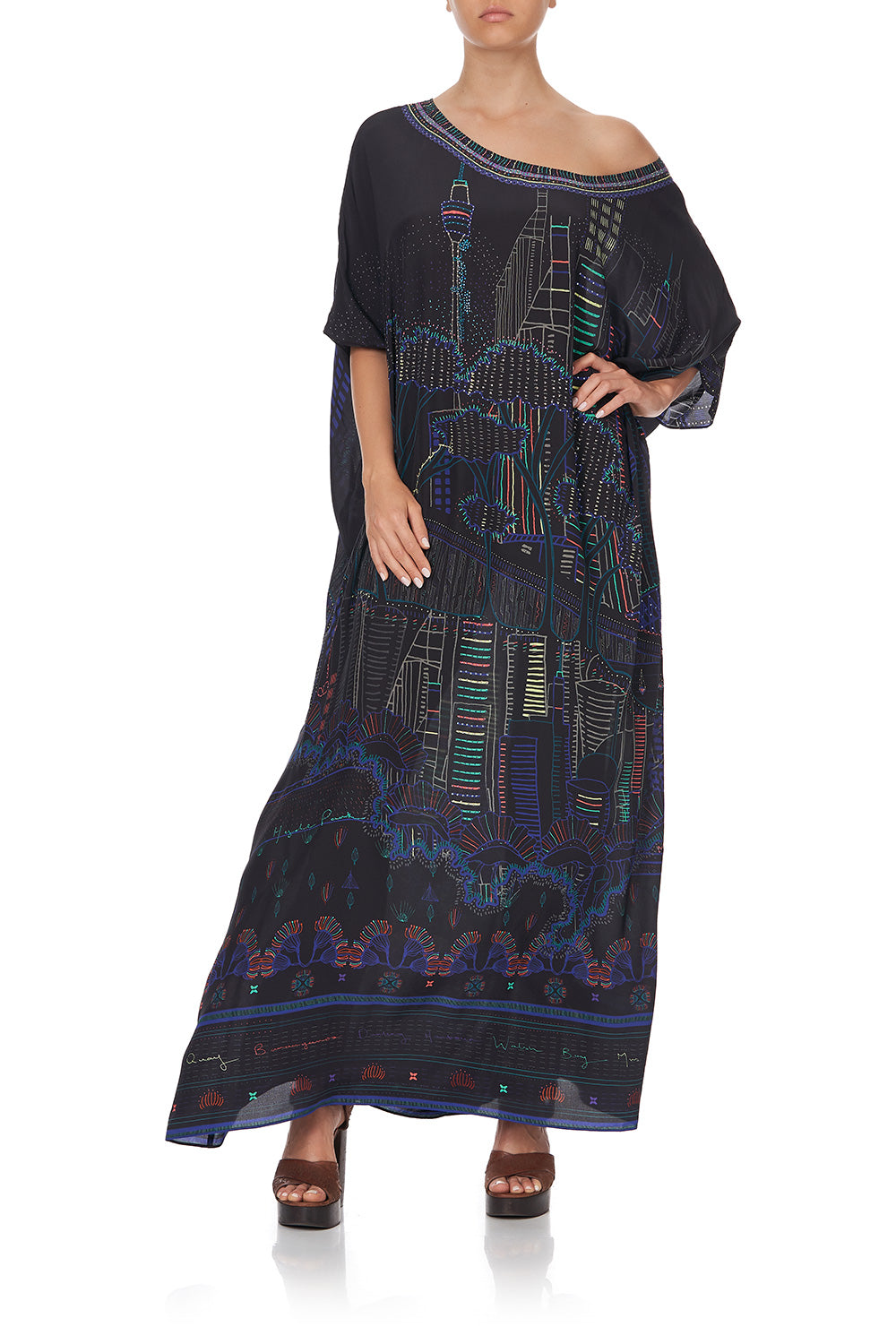 ROUND NECK KAFTAN NOCTURNAL NEONS