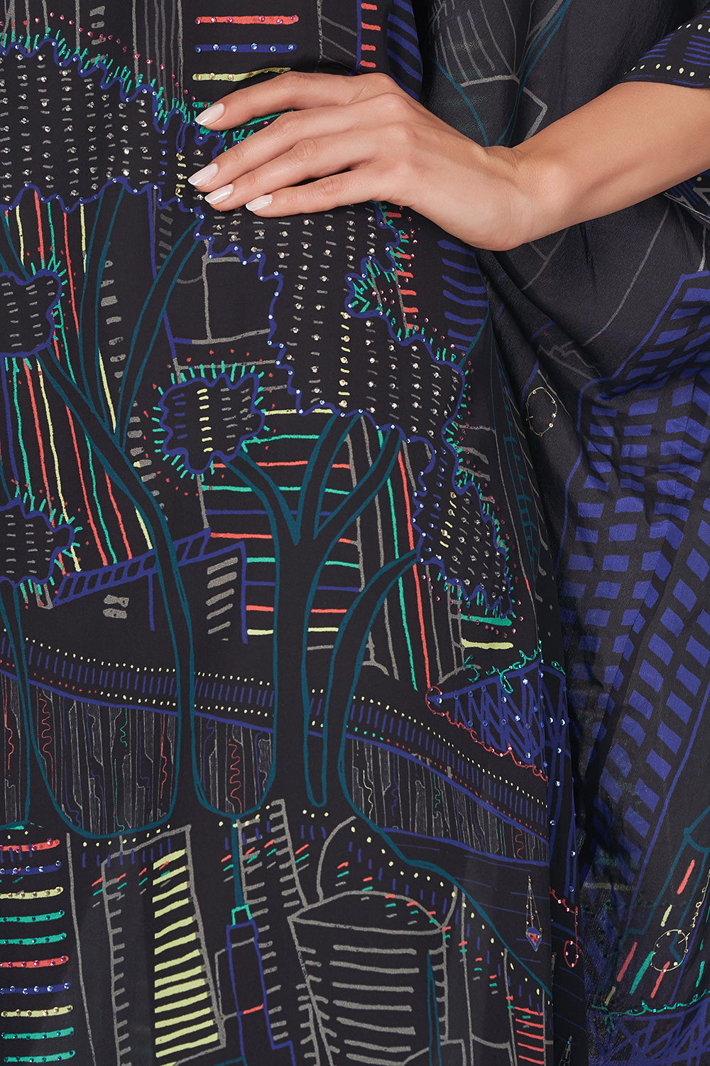 ROUND NECK KAFTAN NOCTURNAL NEONS