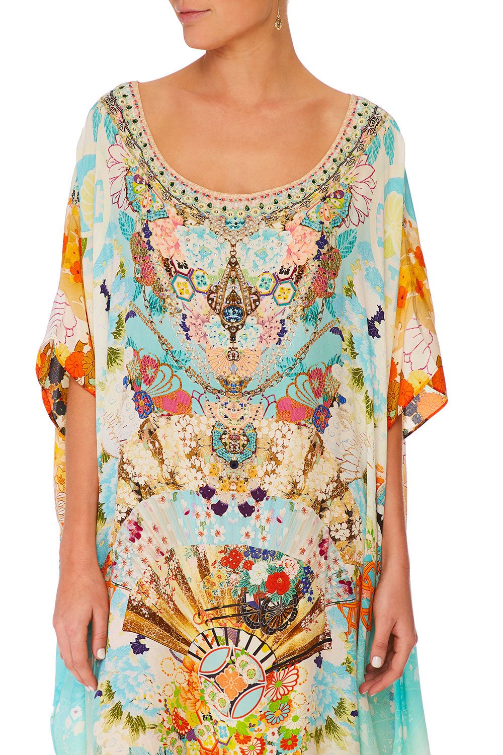 CAMILLA RETROS RAINBOW ROUND NECK KAFTAN