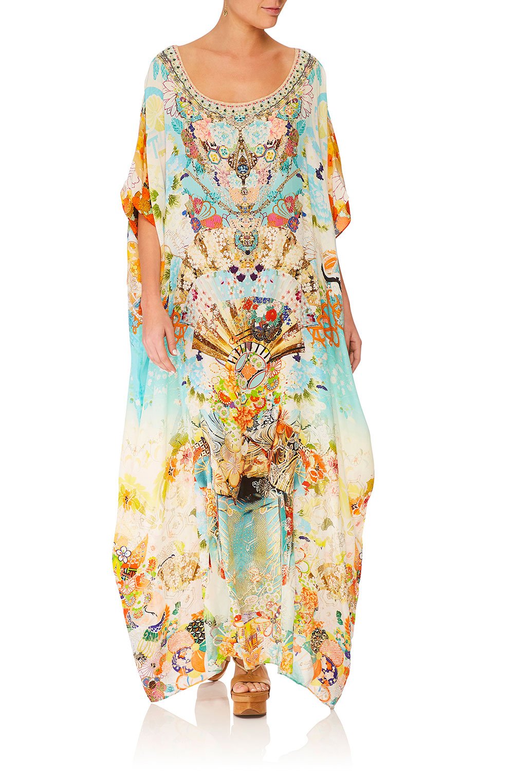 CAMILLA RETROS RAINBOW ROUND NECK KAFTAN