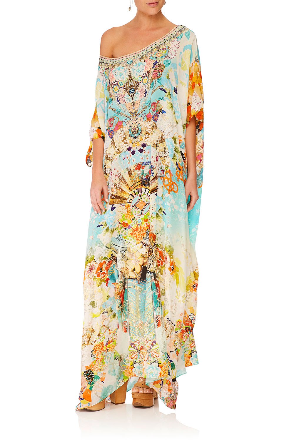 CAMILLA RETROS RAINBOW ROUND NECK KAFTAN