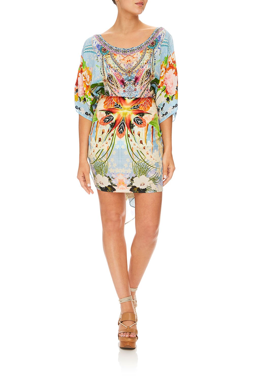 CAMILLA THE STILL ABYSS ROUND NECK KAFTAN