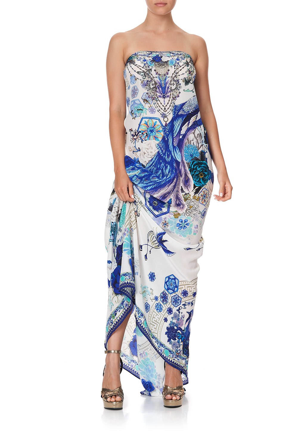 ROUND NECK KAFTAN WHITE SIDE OF THE MOON