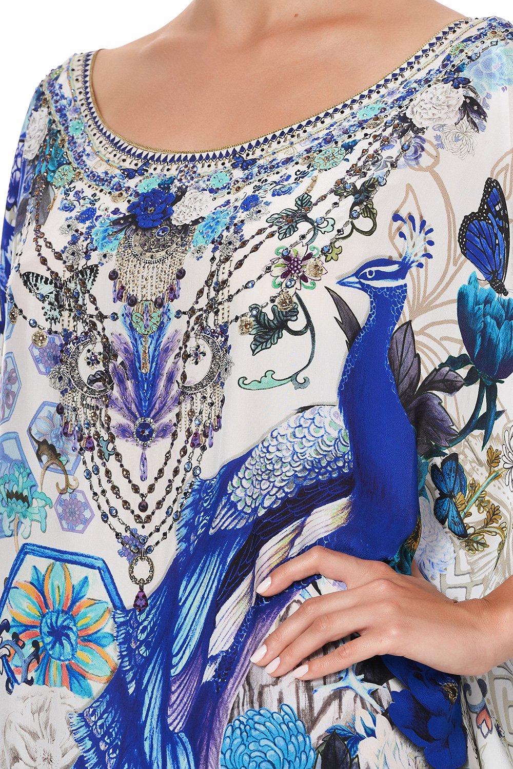 ROUND NECK KAFTAN WHITE SIDE OF THE MOON