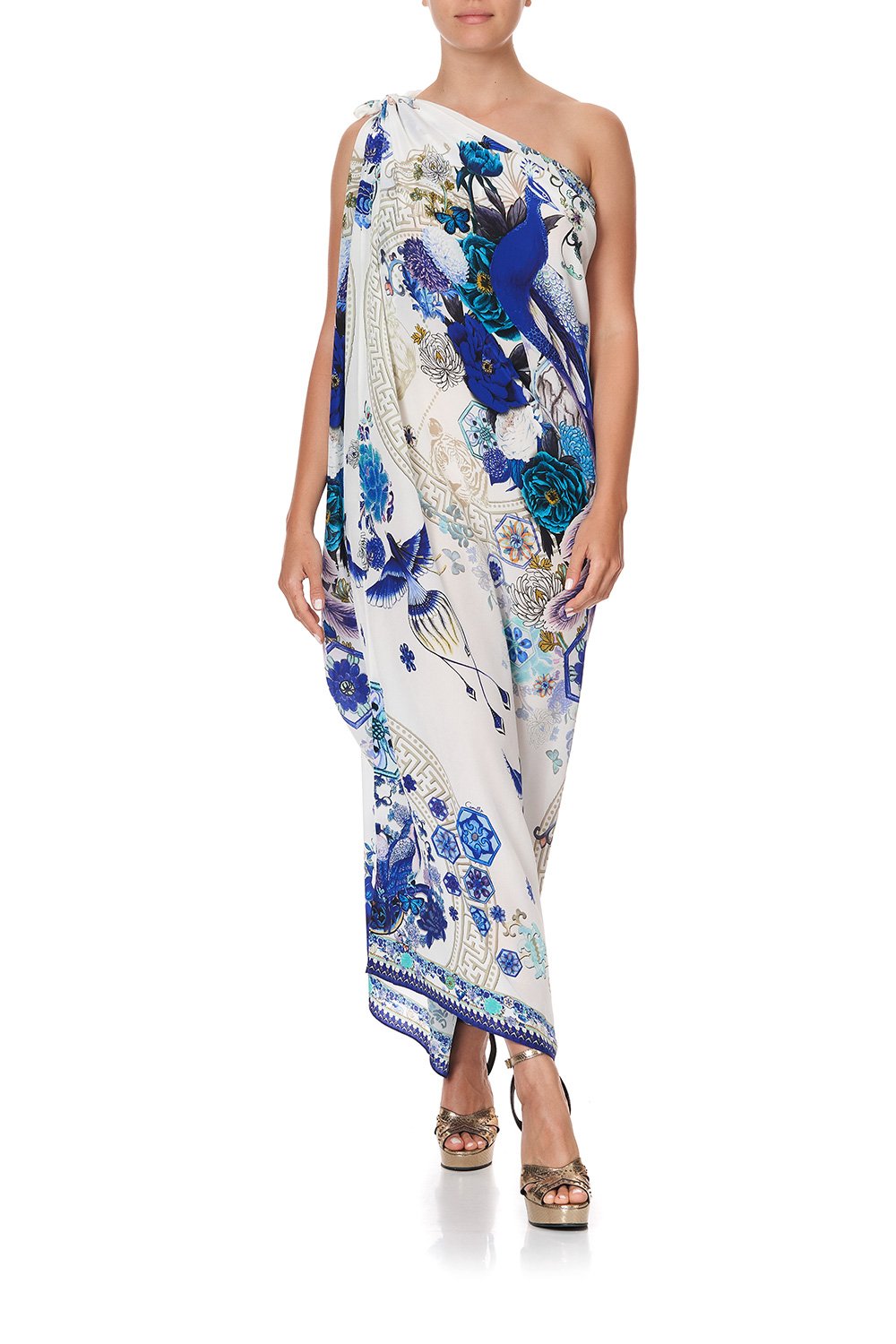 ROUND NECK KAFTAN WHITE SIDE OF THE MOON