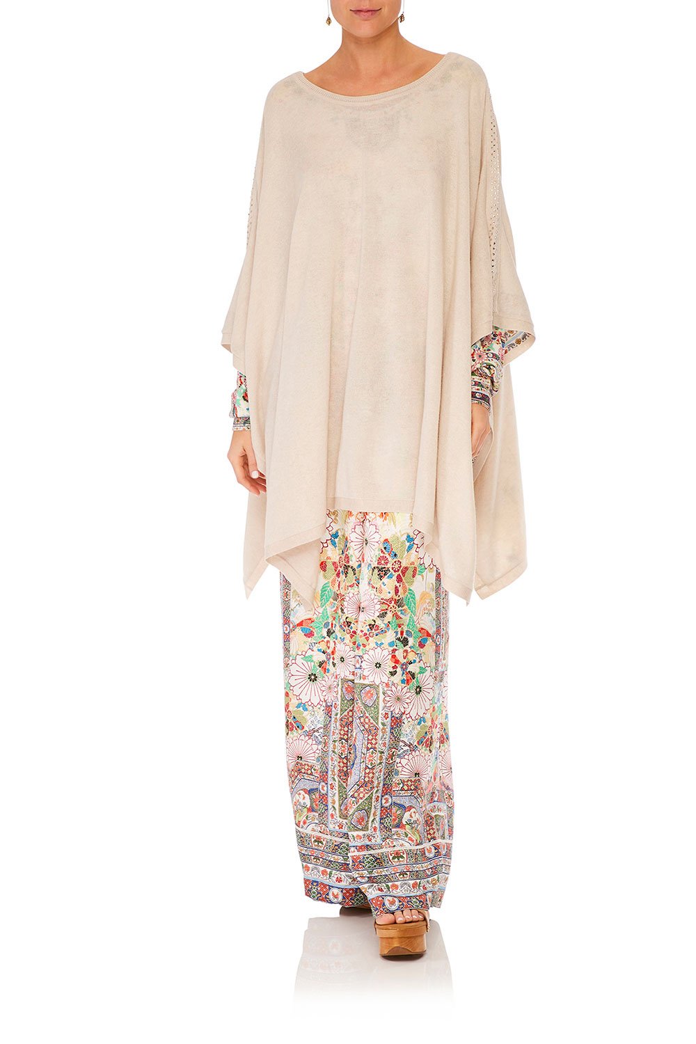 CAMILLA ROUND NECK PONCHO W/ FULL LINING TIME AFTER TIME