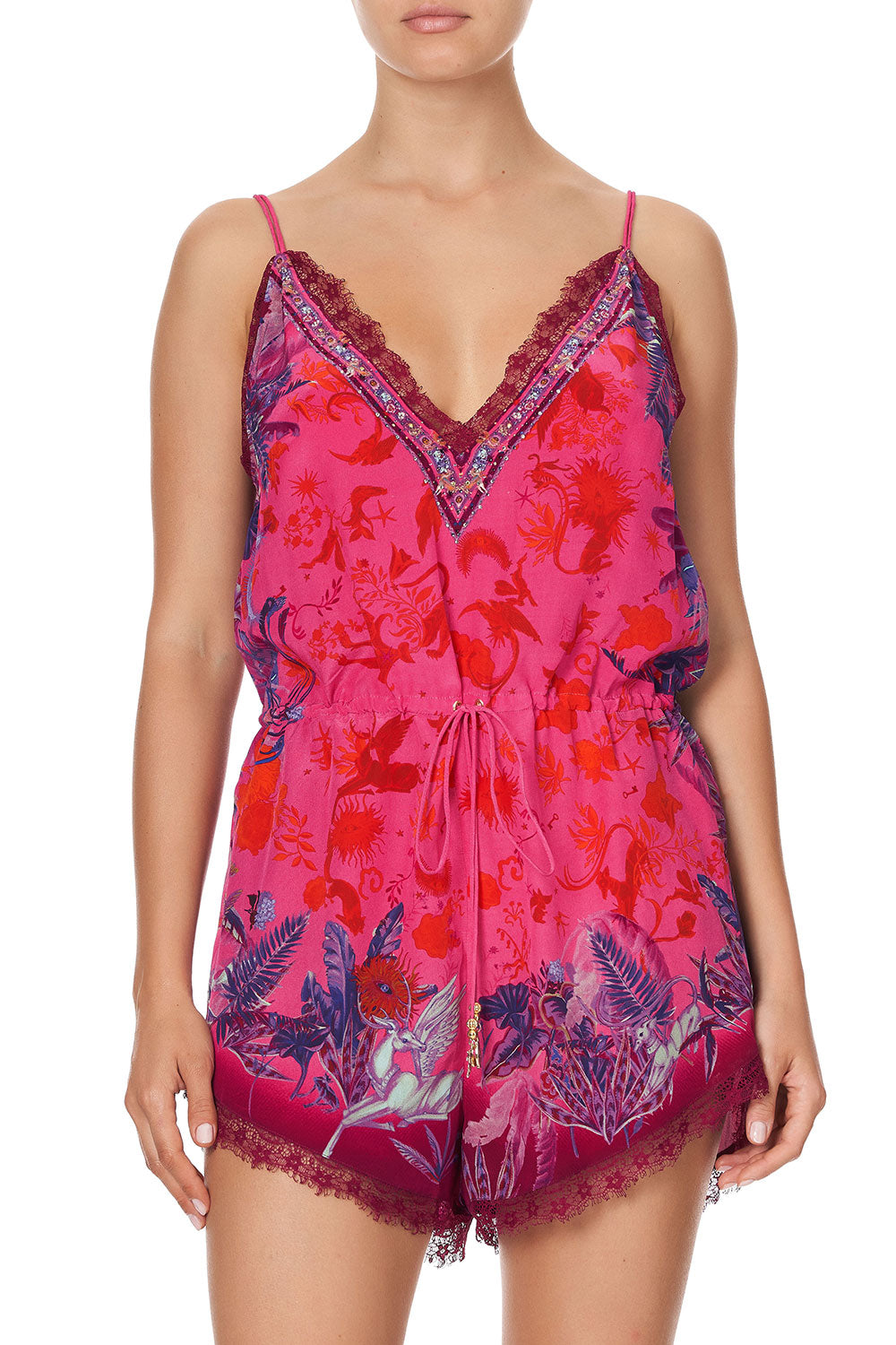 V-NECK LACE PLAYSUIT TROPIC OF NEON