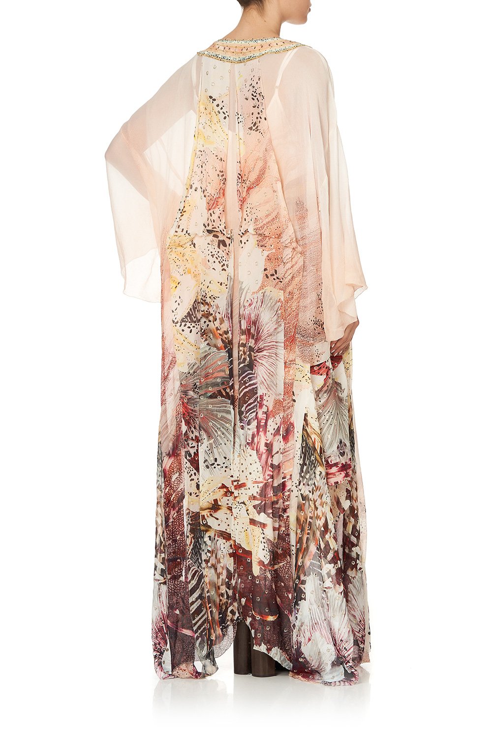 SHEER KAFTAN WITH TIE AND SLIP COASTAL TREASURE