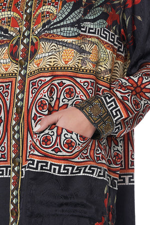 SHIRT TUNIC WITH POCKETS PAVED IN PAISLEY