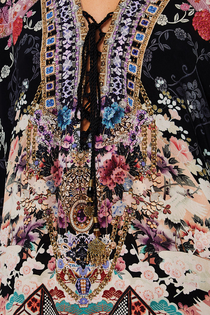 NIGHTS WITH HER SHORT LACE UP KAFTAN