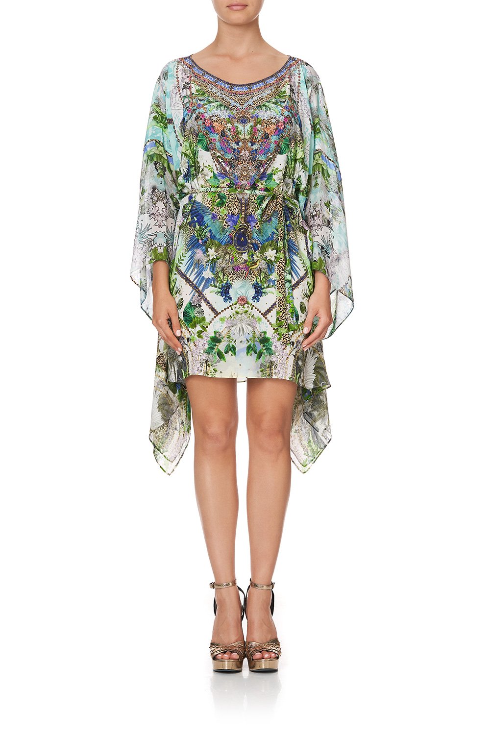 SHORT KAFTAN WITH SHEER SLEEVES MOON GARDEN