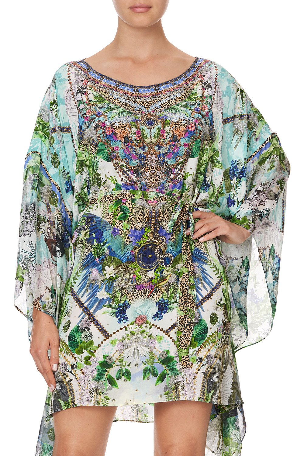 SHORT KAFTAN WITH SHEER SLEEVES MOON GARDEN