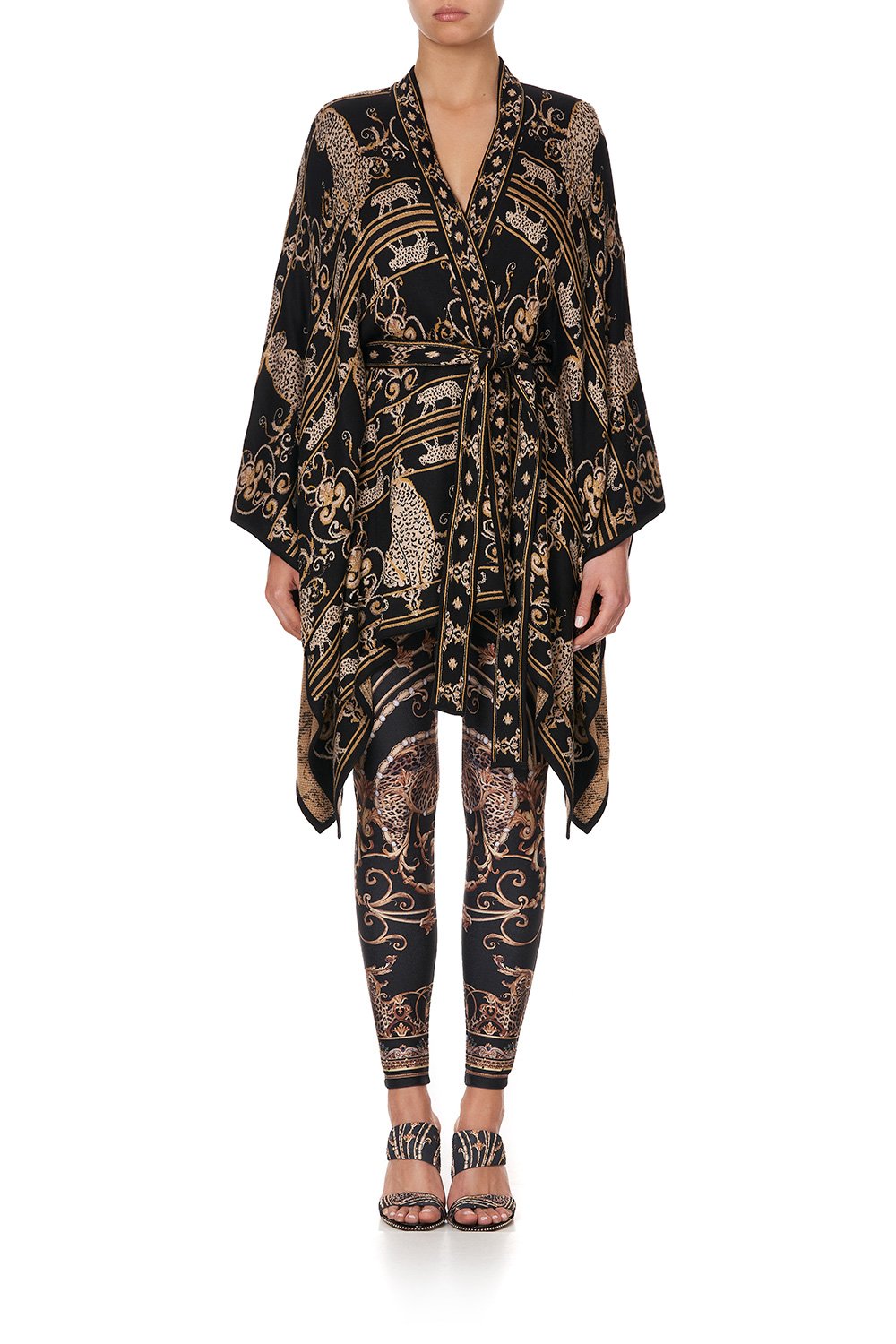 SHORT KNIT PONCHO WITH TIE STUDIO 54