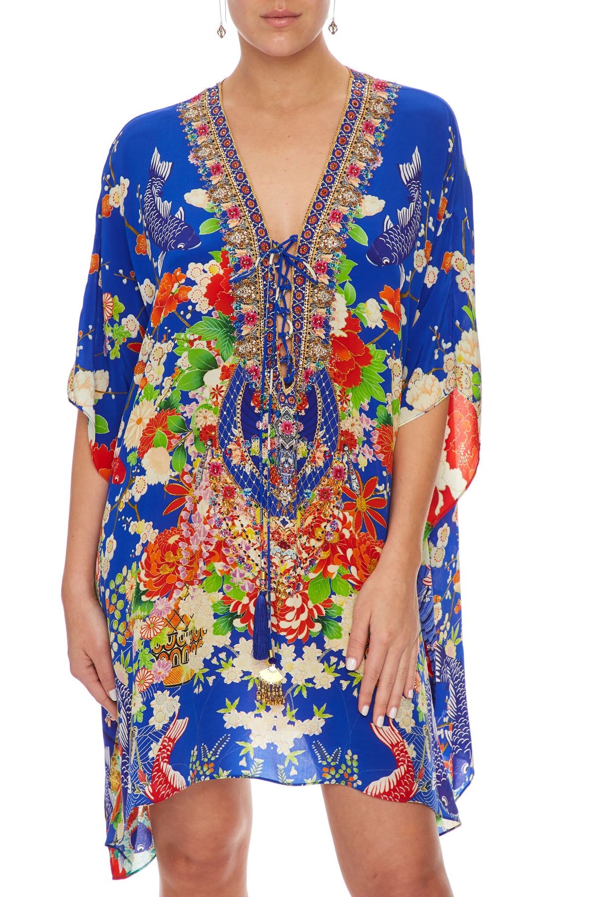 CAMILLA SHORT LACE UP KAFTAN PLAYING KOI