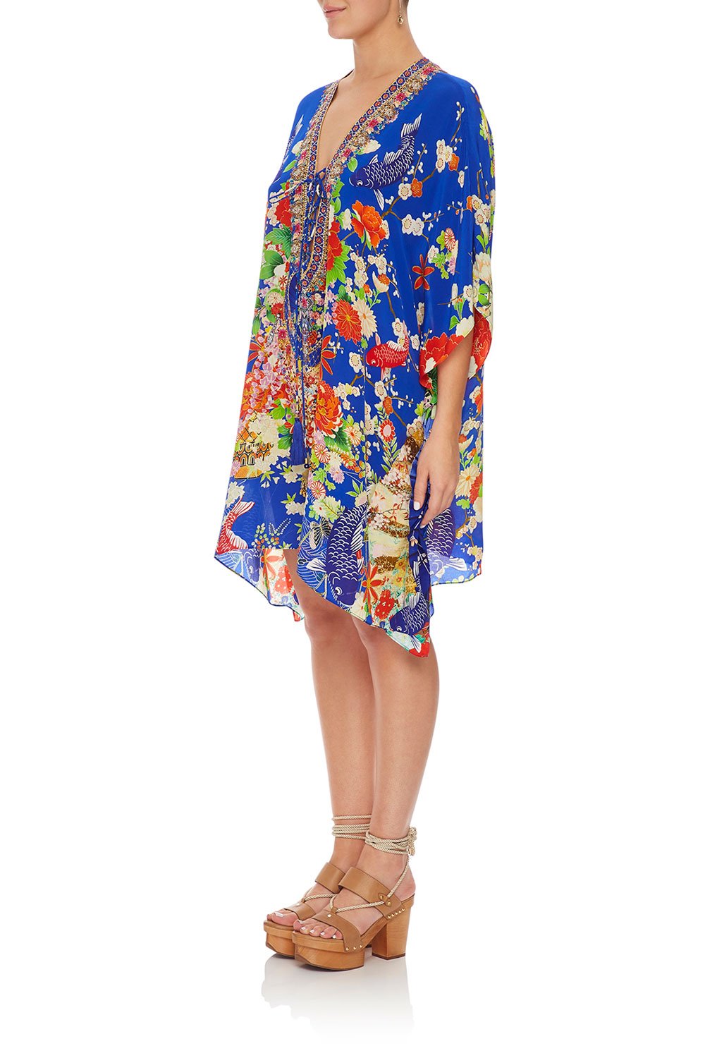 CAMILLA SHORT LACE UP KAFTAN PLAYING KOI
