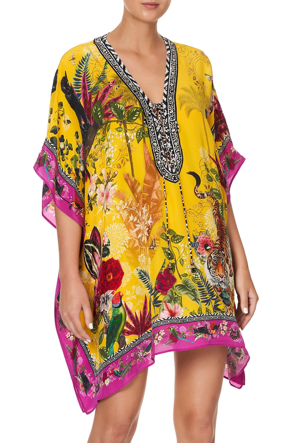 SHORT LACE UP KAFTAN SAFFRON MOON