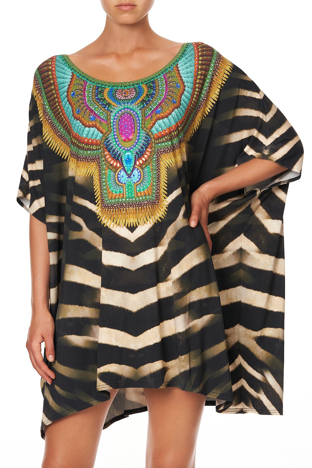 SHORT ROUND NECK LOUNGE KAFTAN BAKORA