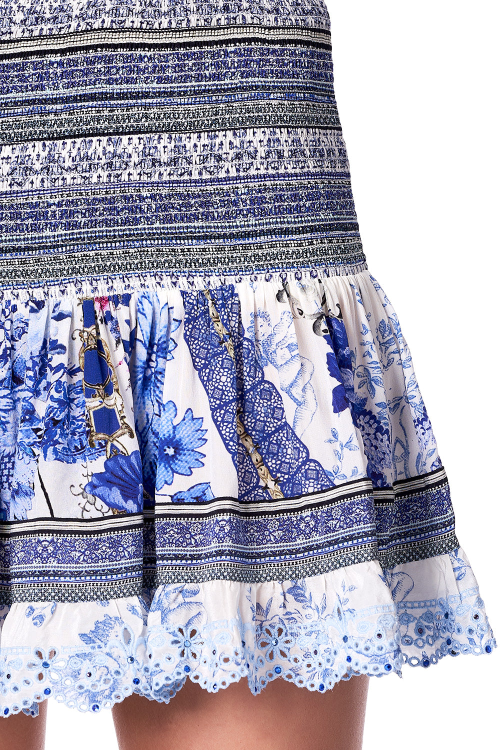 SHORT SHIRRED SKIRT PAINTED PROVINCIAL