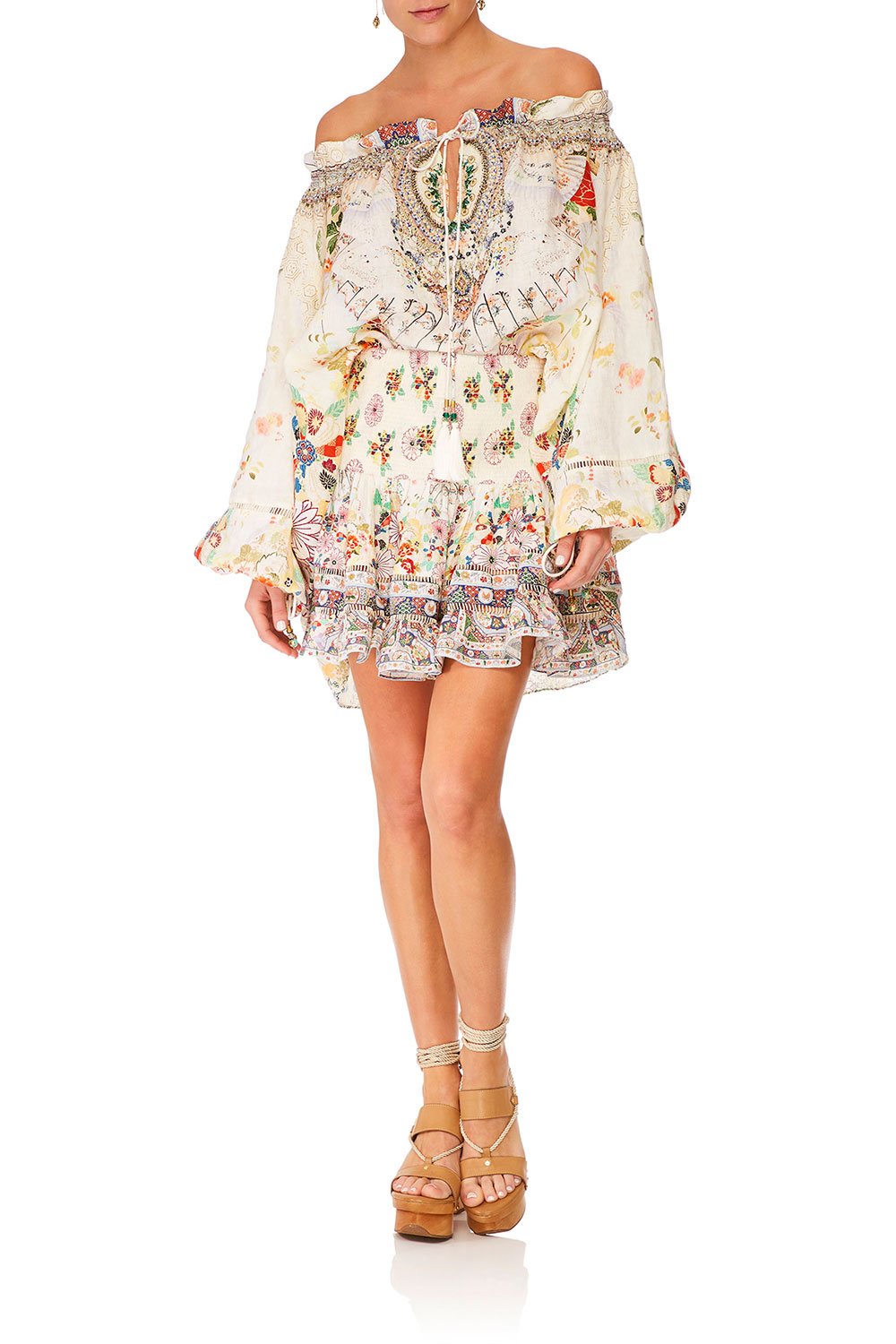 CAMILLA TIME AFTER TIME SHORT SHIRRED SKIRT