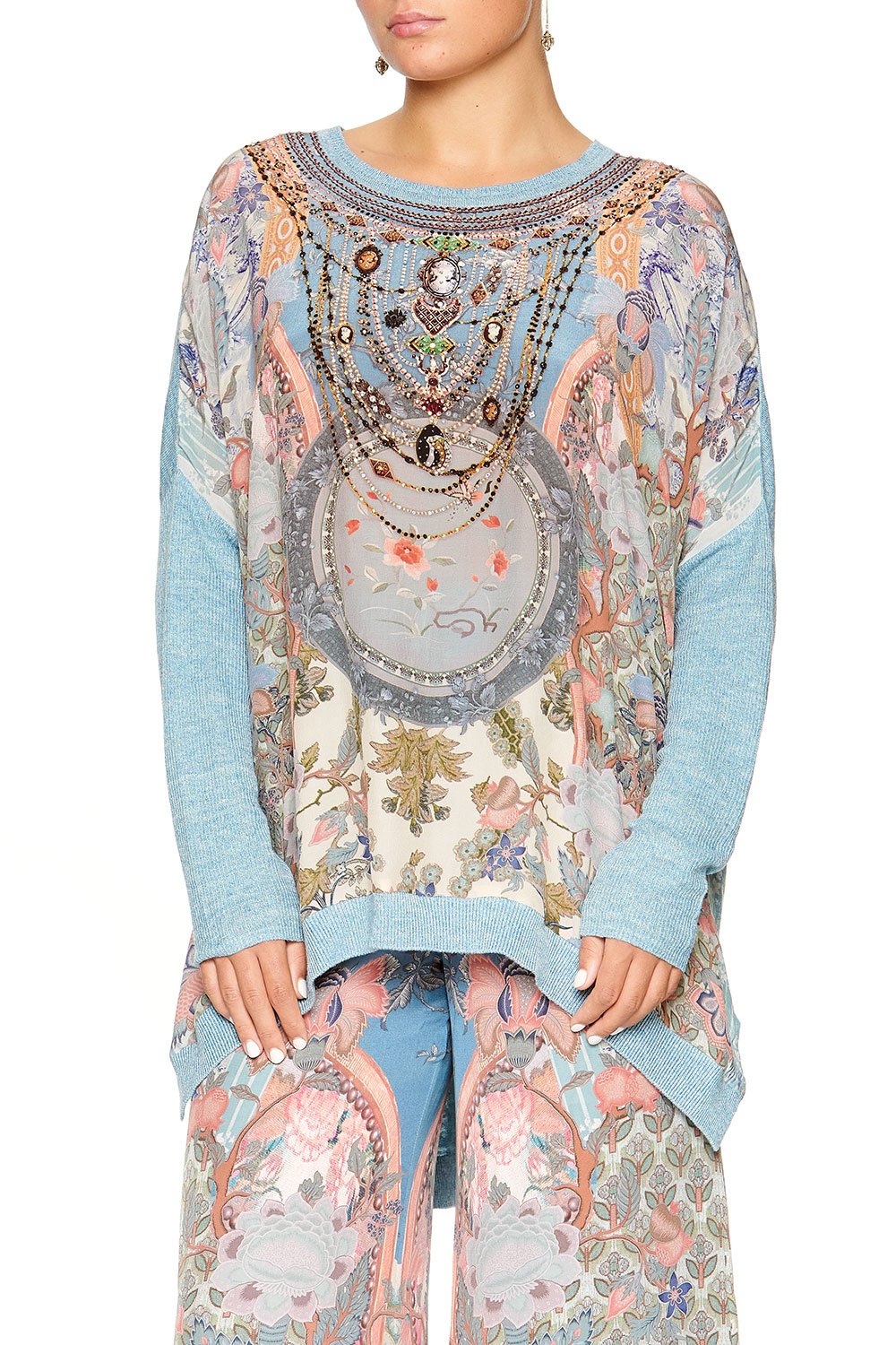 CAMILLA SILK FRONT BOXY KNIT BLANCHES BLESSING