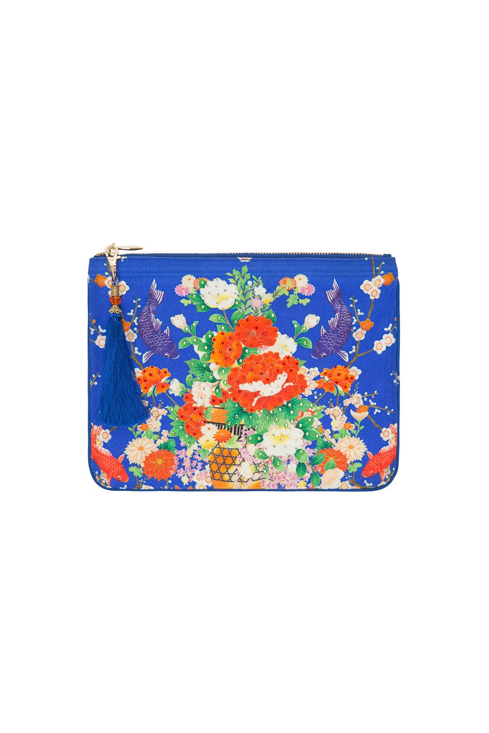 CAMILLA SMALL CANVAS CLUTCH PLAYING KOI