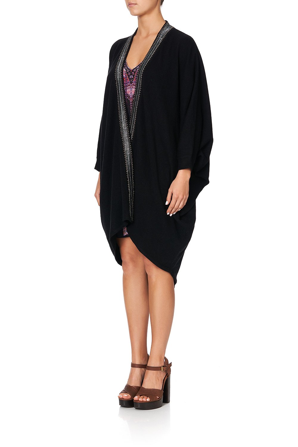 SOFT KNIT PONCHO WITH EMBROIDERY MINA MINA