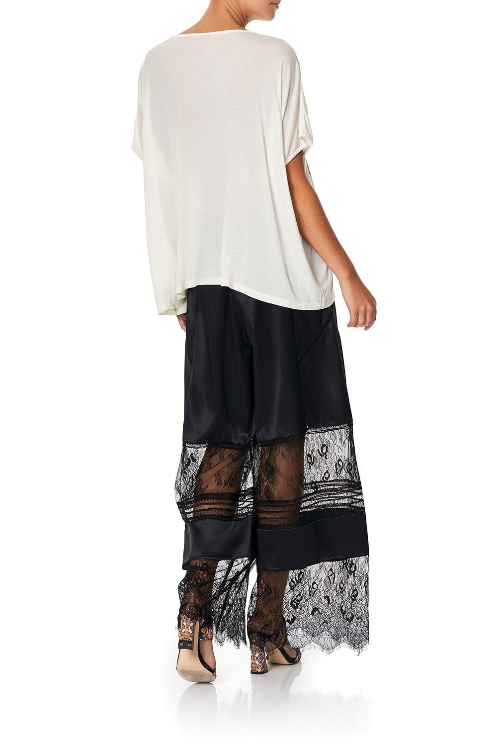 WIDE LEG PANT WITH GATHERED POCKETS NOIR BOUDOIR