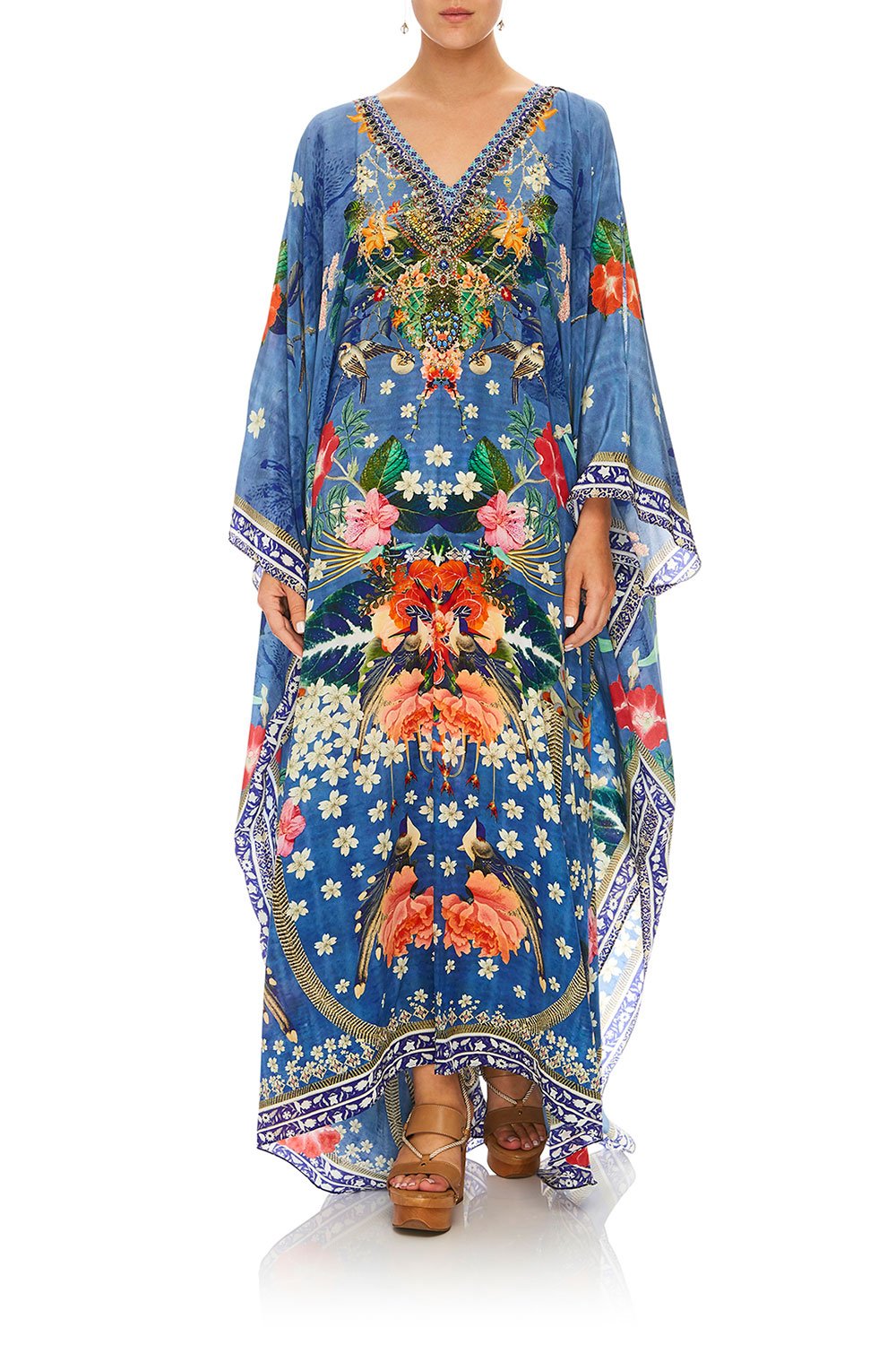 CAMILLA FARAWAY FLORALS SPLIT FRONT AND SLEEVE KAFTAN