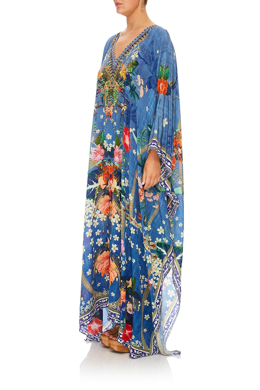 CAMILLA FARAWAY FLORALS SPLIT FRONT AND SLEEVE KAFTAN