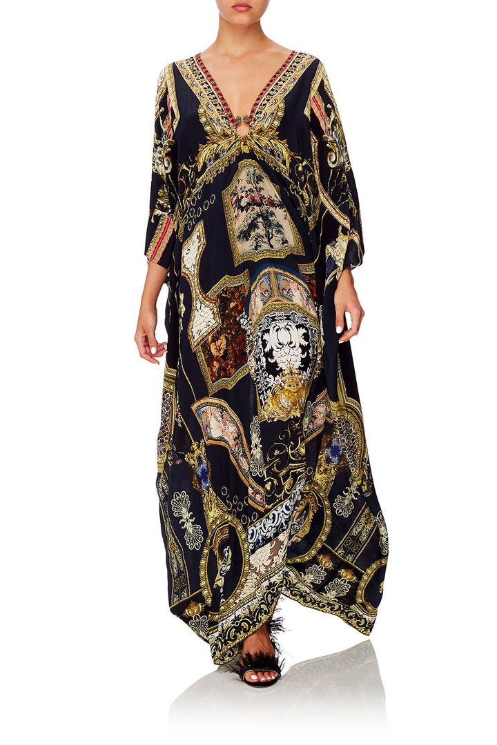 FRINGED KNIT KAFTAN MIDNIGHT MEETING