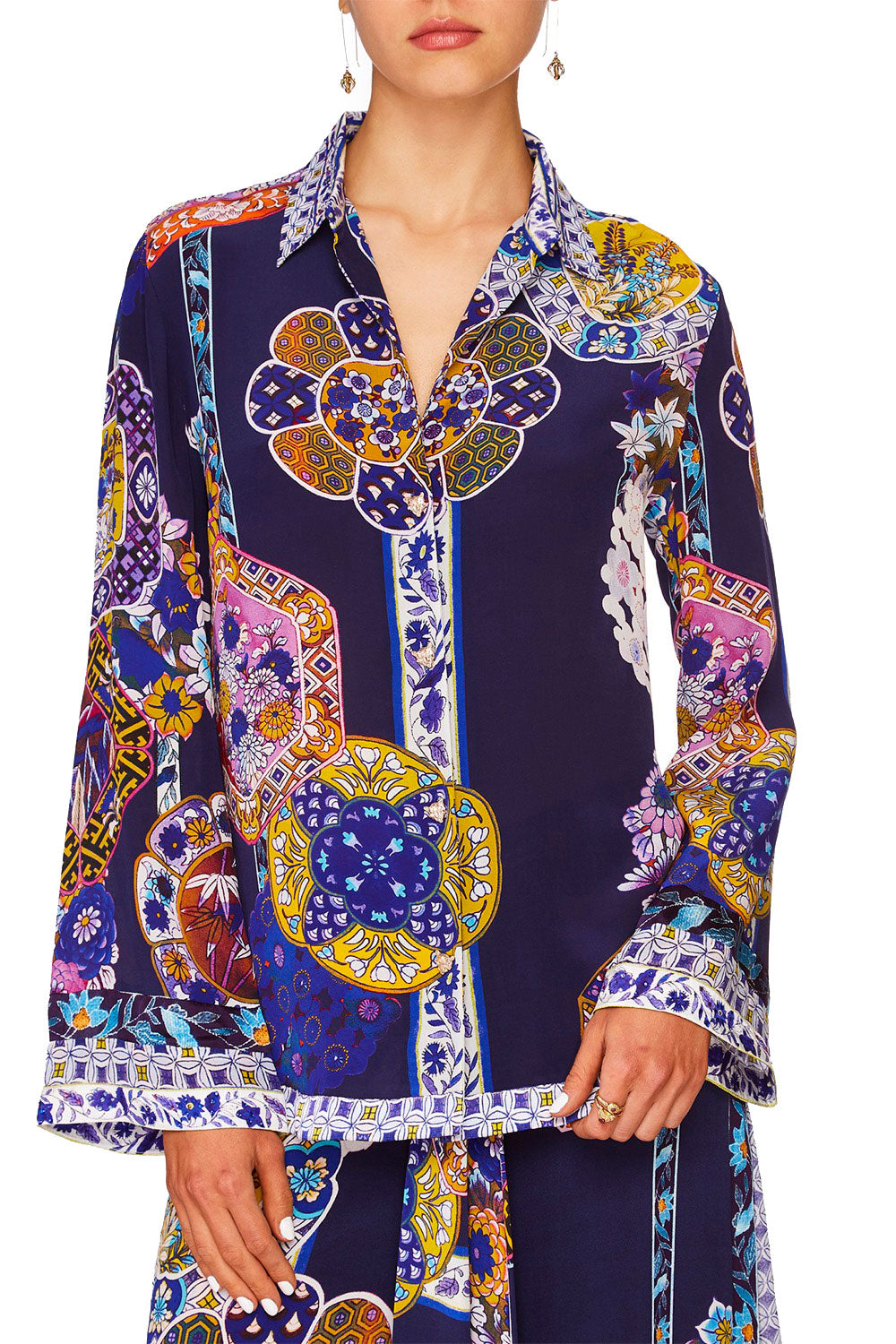 CAMILLA STAR GAZER BUTTON DOWN SHIRT W CONTRAST