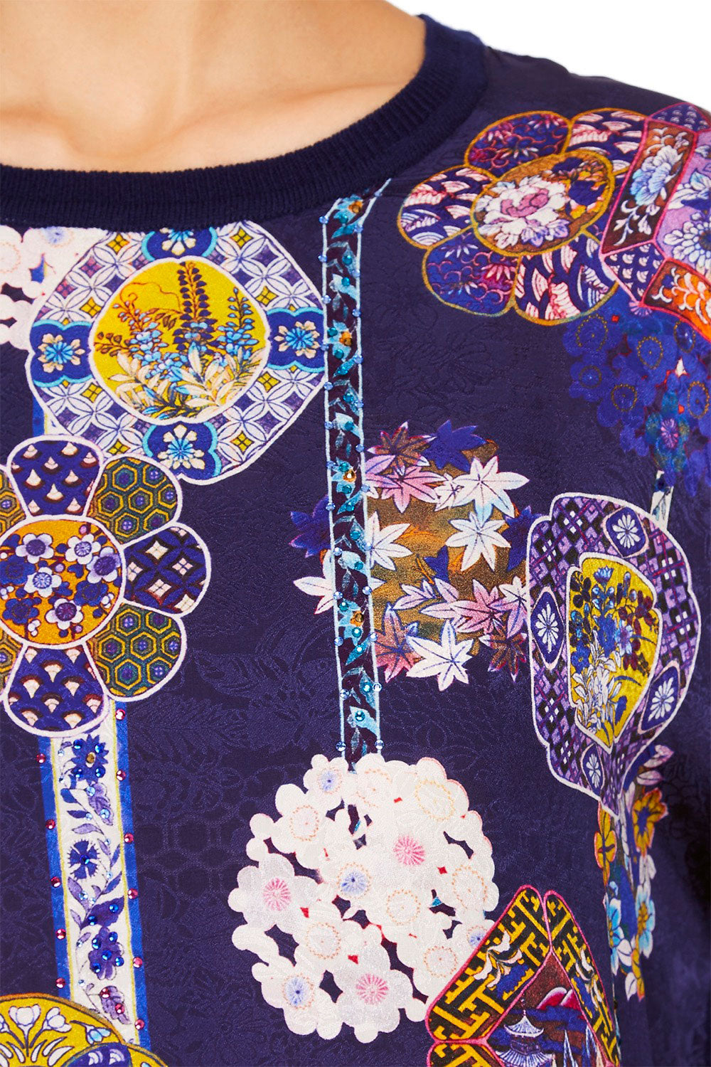 CAMILLA STAR GAZER LOOSE FIT JUMPER W KNIT BACK